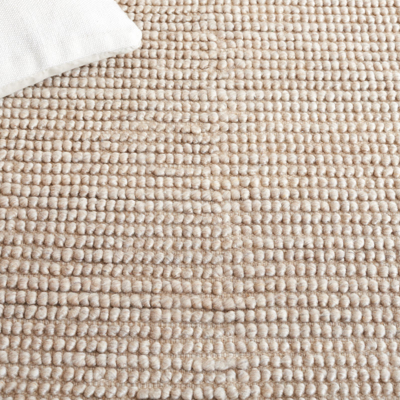 Tapis beige en laine tissé à la main Bibbee, Rectangle 5 pi x 8 pi