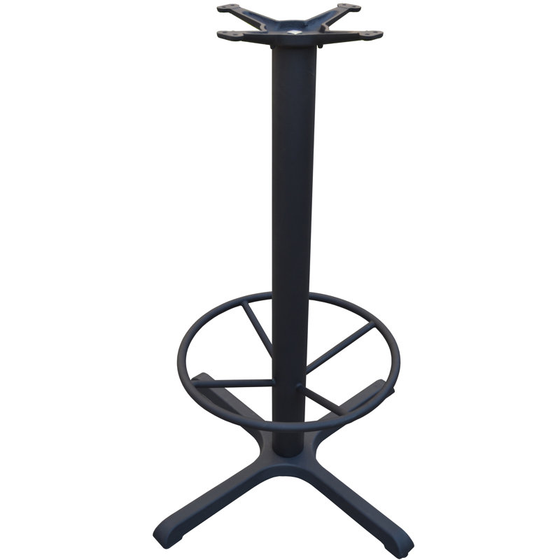 30" x 30" Cross Cast Iron Bar Height Pedestal Table Base with Footring and 4" Column