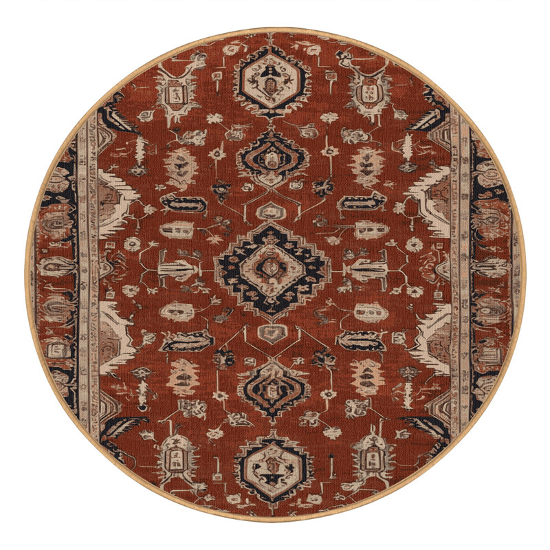 Tapis brun lavable à la machine, Rond 7 pi