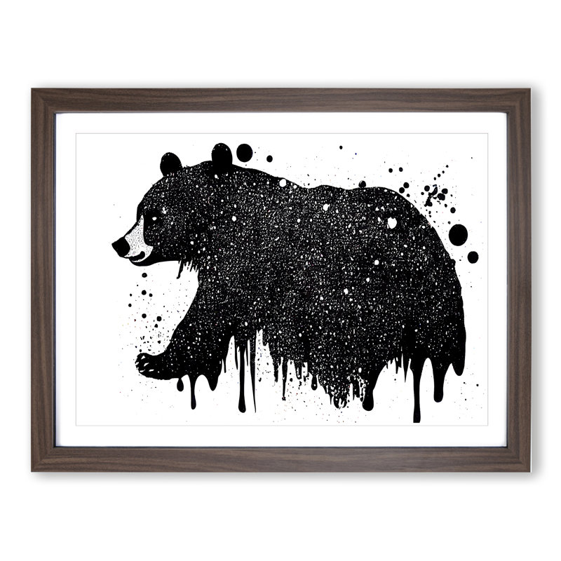 Bear Splatter Abstract - Single Picture Frame Print, Walnut, 34cm H x 46cm W x 2cm D