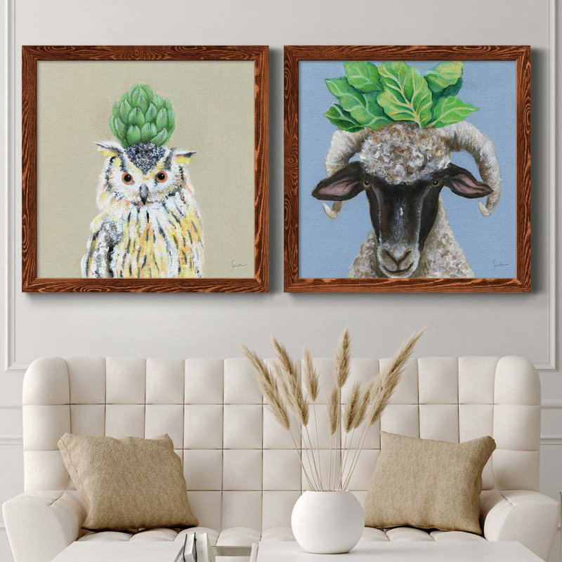 «Playful Nature», ensemble de 2 peintures sur toile encadrées, Érable encadré, H 27,5 po x l 55 po x P 1,5 po
