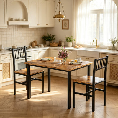 Ensemble de petite table de cuisine pour 2 personnes avec chaises, ensemble de table de salle à manger 3 pièces, ensemble de coin-repas en bois et chaises pour petit espace salle à manger, appartement