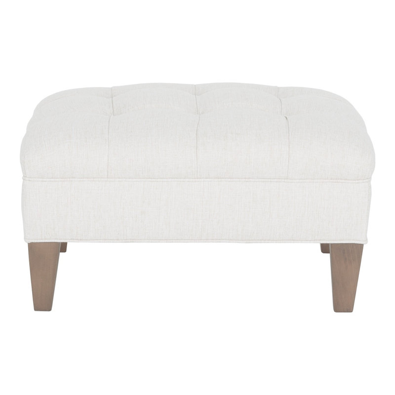 Dominique Leather Ottoman, 1149 Olive, Walnut