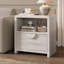 Table de chevet à 1 tiroir de 24 po de hauteur avec station de charge, armoire de chevet moderne à lattes épaisses pour chambre à coucher, profil courbé (ensemble de 2)-961895836