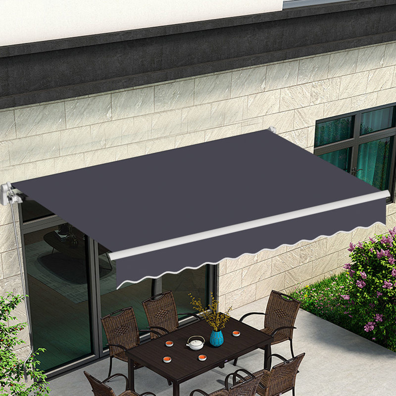 Auvent de terrasse rétractable en tissu BESUNYST, H 63,6 po x l 157,2 po x P 98,4 po, Gris clair