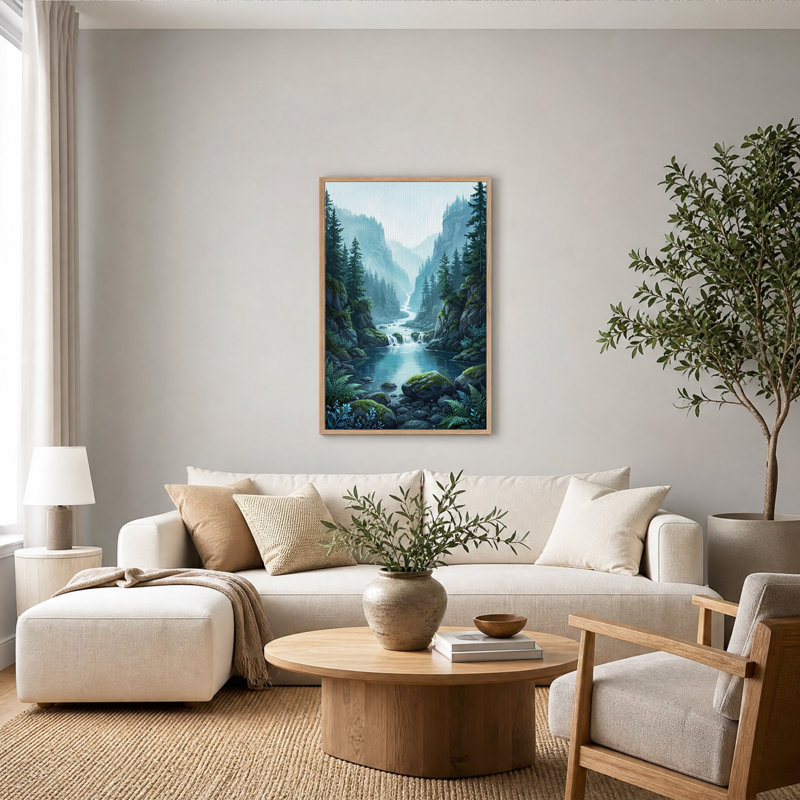 Art mural sur toile Misty Mountain River, H 48 po x l 36 po