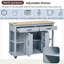 Îlot de cuisine avec table de salle à manger extensible, support de rangement interne, prise de courant, 2 tiroirs, 2 armoires et tablettes ouvertes-96664664