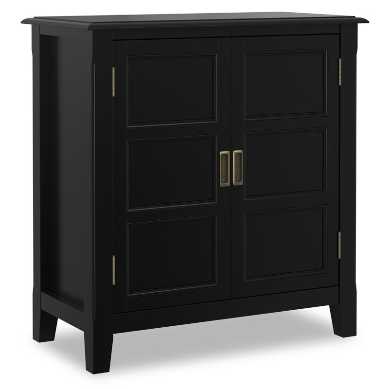 Burlington 30"W Solid Wood Transitional Low Storage Cabinet with Adjustable Shelves, Black