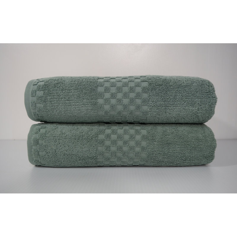 Yochman 100% Cotton Plush Jacquard Bath Sheet, Green
