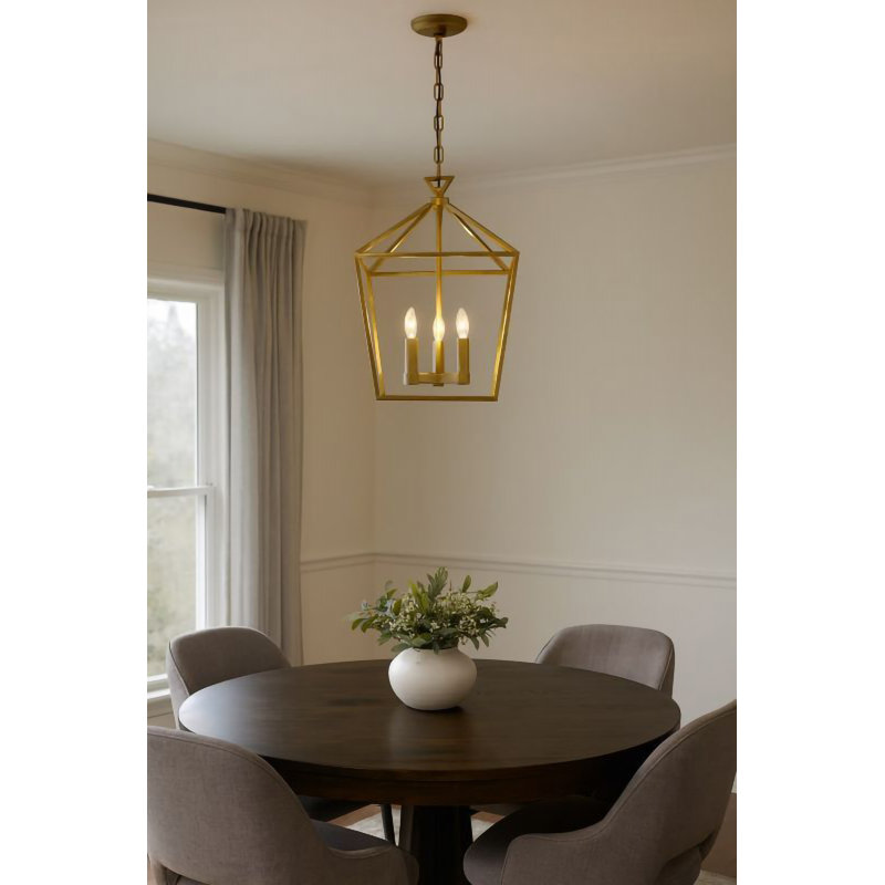 Lustre en métal doré 4 lumières