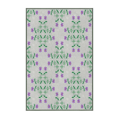 Tapis vert/mauve tissé à la machine