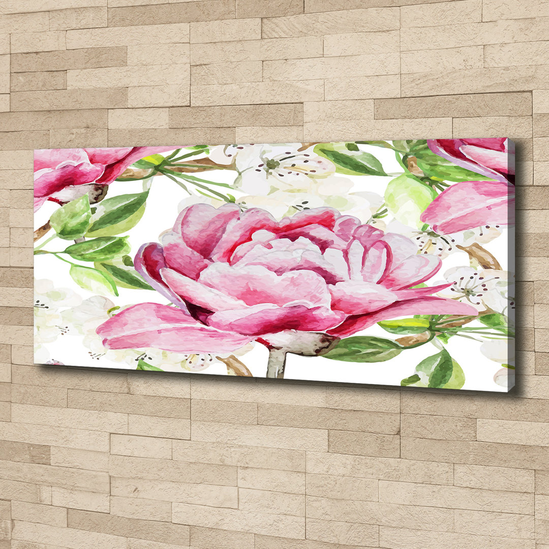 Pfingstrosen Wrapped Canvas - Kunstdrucke