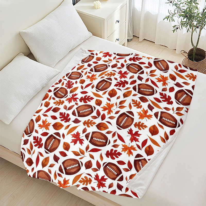 Throw Blanket, Football Autumn Leaves