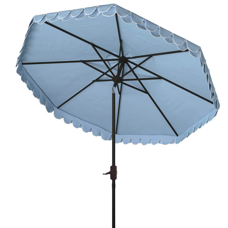 Parasol d'extérieur Iago, Bleu pastel / Blanc, Brun