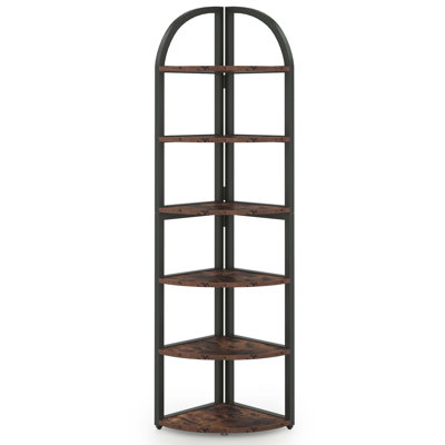 71.65" Modern Farmhouse Bookcase with Metal Frame