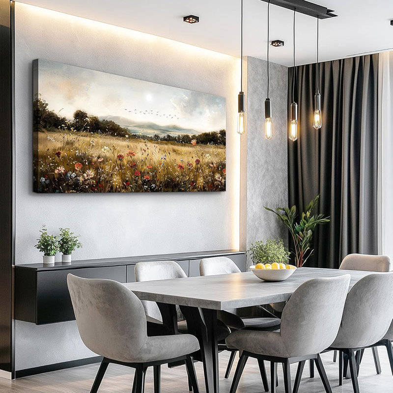 Canvas Wall Art For Kitchen Dining Room Vintage Decor, Lawn Paintings With Flowers Wall Decor Prints Home Office Living Room Bedroom Decoration Home Decor, Can Be Hung Directly 20 "X 40"