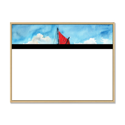 Voilier avec voiles rouges sur l'océan bleu - Peinture sur toile