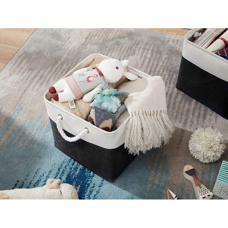 Fabric Bin Set, Grey/White