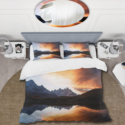 Ensemble de housse de couette en microfibre mauve / orange / noir