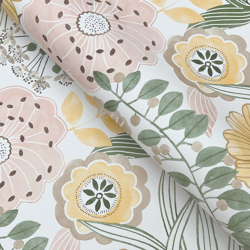 Papier peint artistique Bouquet neutre, Jaune