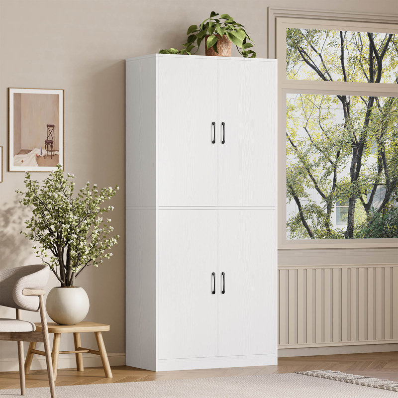 Armoire de cuisine avec 12 tablettes de rangement, armoire de rangement à panneau perforé H 71,3 po, support à 3 niveaux et 4 tablettes réglables
