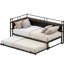 Lit de jour simple d'angle avec couchette, canapé-lit pour chambre d'amis, noir