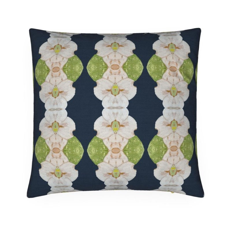 Flowering Dogwoods Square Pillow Cover & Insert, Navy Floral, 22"H x 22"W