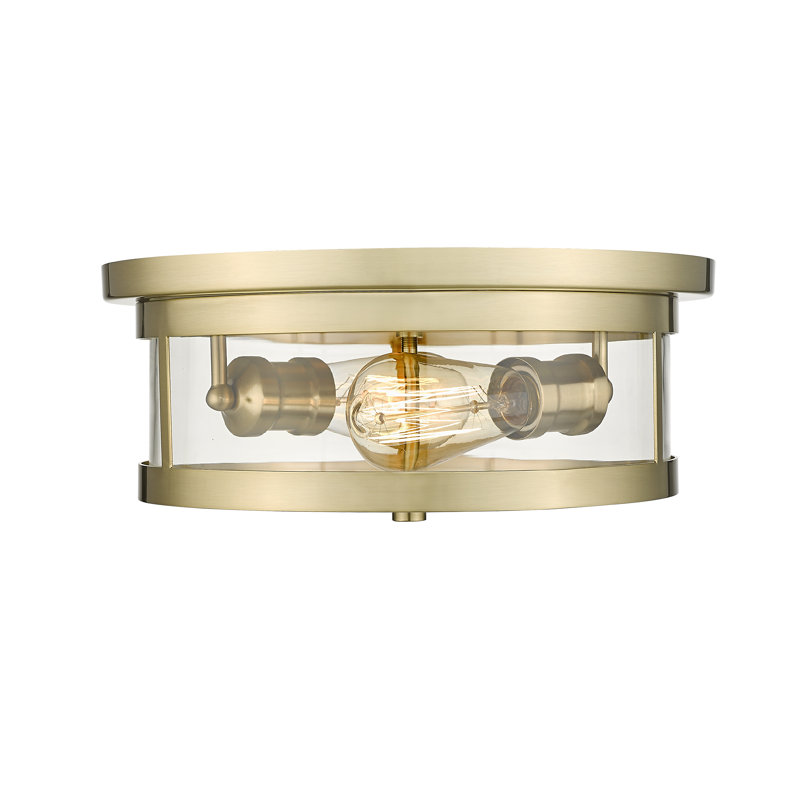 Transitional 2 Light Round Flush Mount, Gold