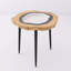 Table d'appoint en panneau de fibres à densité moyenne avec trois pieds en métal pour le salon et la chambre à coucher