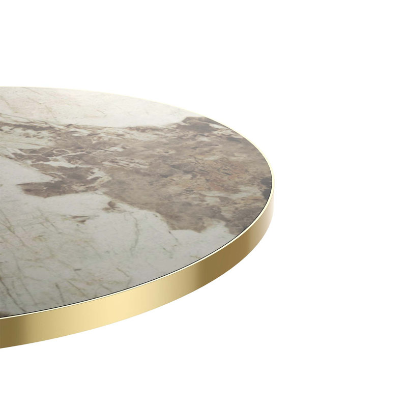 Modern Round Dining Table with Luxurious Stone-Look Top, H 32,7 po x l 31,5 po x P 31,5 po, Gris ardoise clair