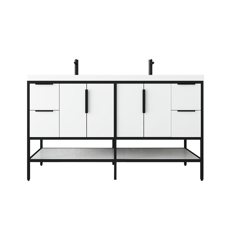 Ensemble de meuble-lavabo double 59 po Lilly-Grace, Blanc lustré