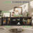80" Farmhouse TV Stand With LED Light, Glass Cabinet & Open Shelves, Fits Tvs Up To 90"-2021562531-2021562528