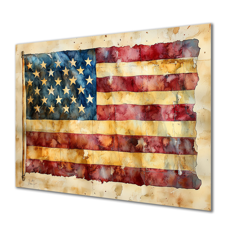 Ratification de la déclaration des droits, drapeau des États-Unis II - art mural en métal américain pour le salon
