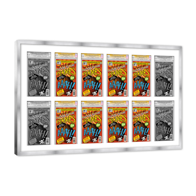 Wood Picture Frame with Mat, White/Silver, 8.125" x 13"