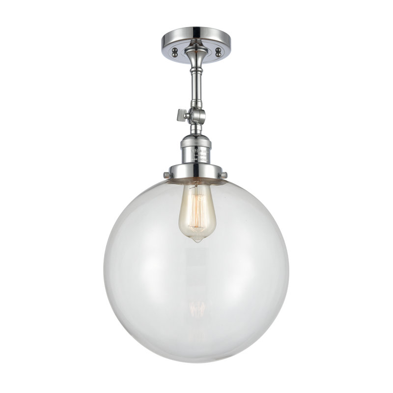 Ciacchi Glass Semi Flush Mount, Antique Brass, Clear, LED