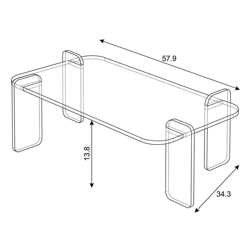 Table basse rectangulaire minimaliste Leland avec piètement sculptural, Milano Walnut