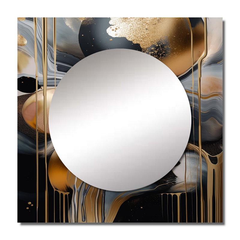 Honnell - Art mural miroir carré abstrait en marbre, 23 po x 23 po