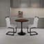 Ensemble de table de salle à manger en noyer avec plateau en bois aggloméré et 2 chaises en polyuréthane blanc avec pieds en métal noir, pour 2 à 4 personnes