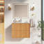  Meuble-lavabo flottant moderne 24 po avec comptoir intégré en bois naturel