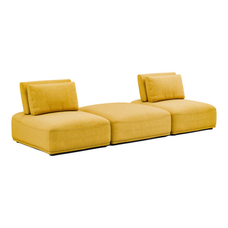 Canapé modulaire 3 pièces Aukeem, Polyester jaune
