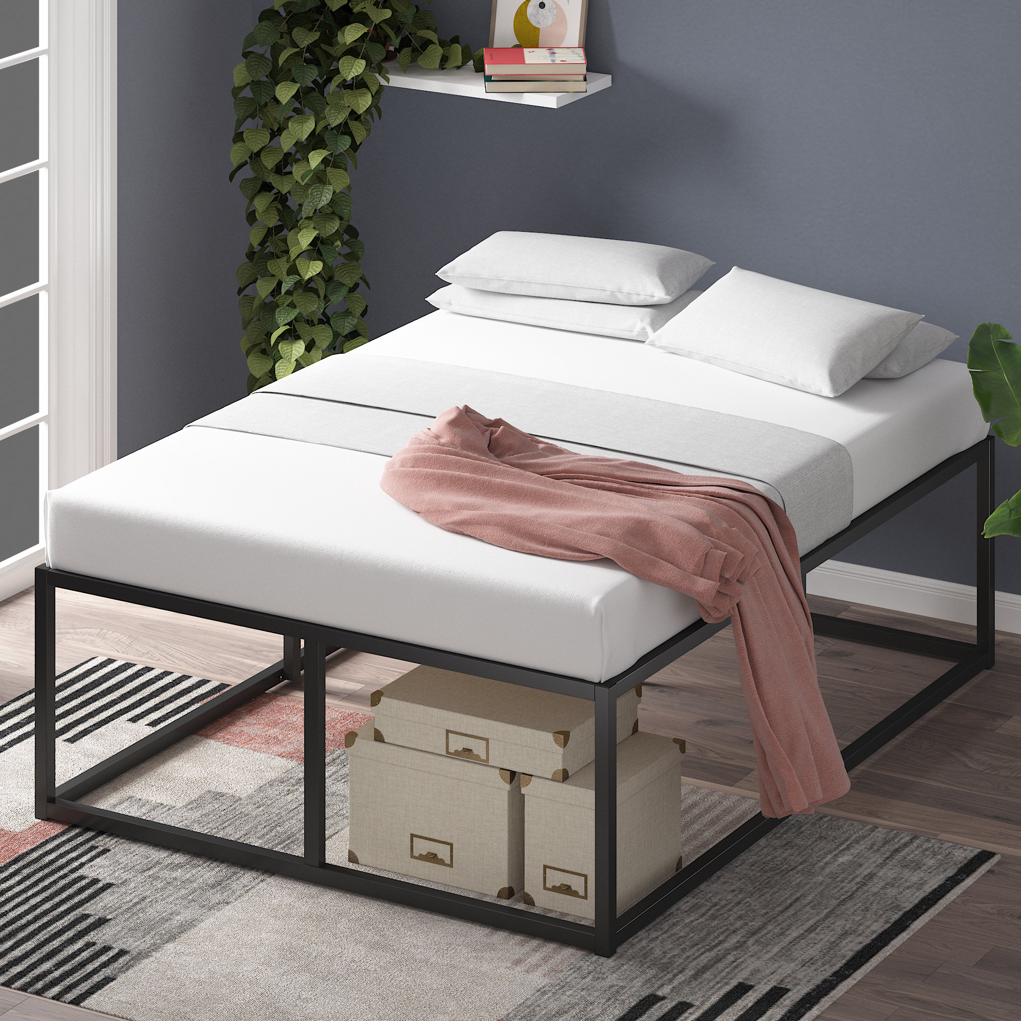 Full Joseph 18 Metal Platform Bed Frame Black Zinus