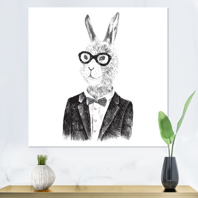 Dressed Up Bunny Boy In Hipster Style - peinture sur toile