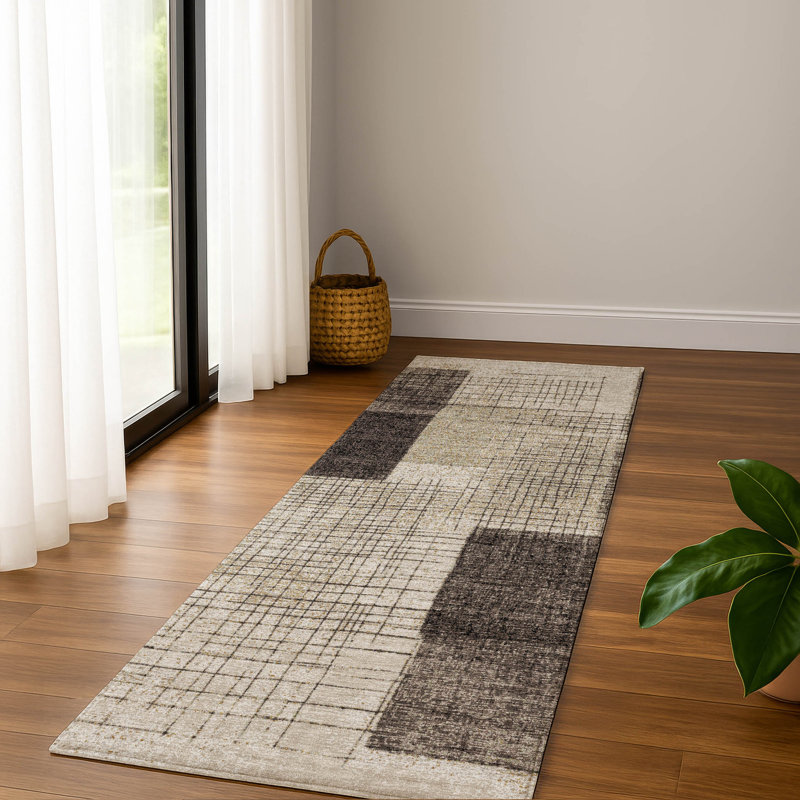 Premium Machine Washable Mayfield Geometric Rug, 2'3" x 7'6" Runner, Brown