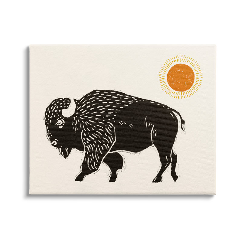 Boho bison face à gauche par Victoria Barnes, H 36 po x l 48 po x P 1,5 po