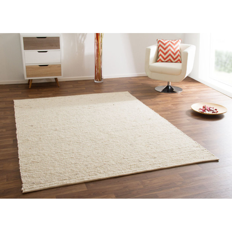 Blaisdell Handwoven Flatweave Wool Natural Rug, Rectangle 130 x 190cm