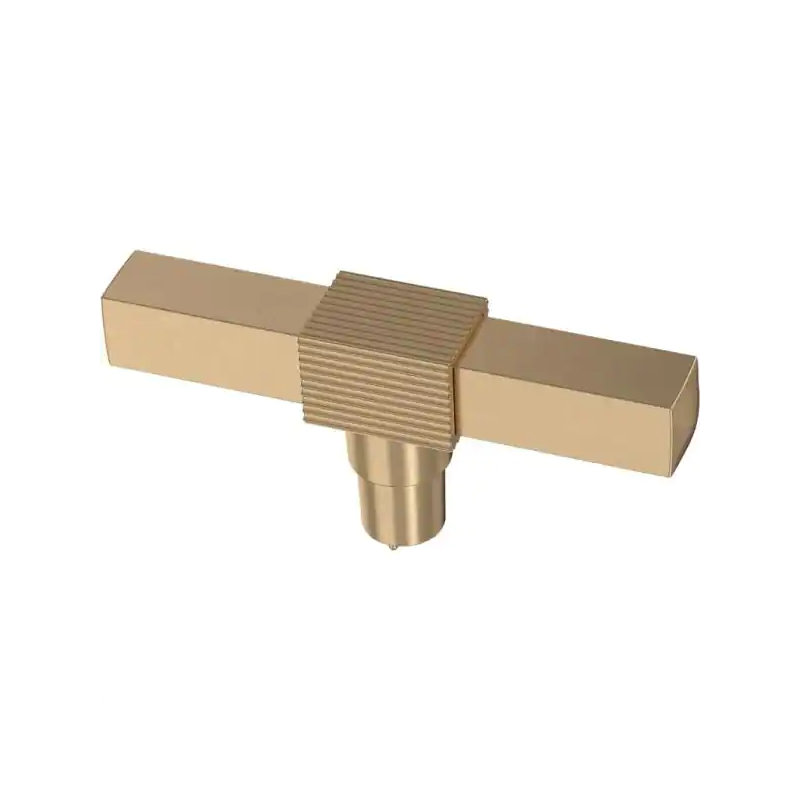 (5 Pack) 3-1/8 inch Fluted Square Elongated T-Knob Champagne Bronze