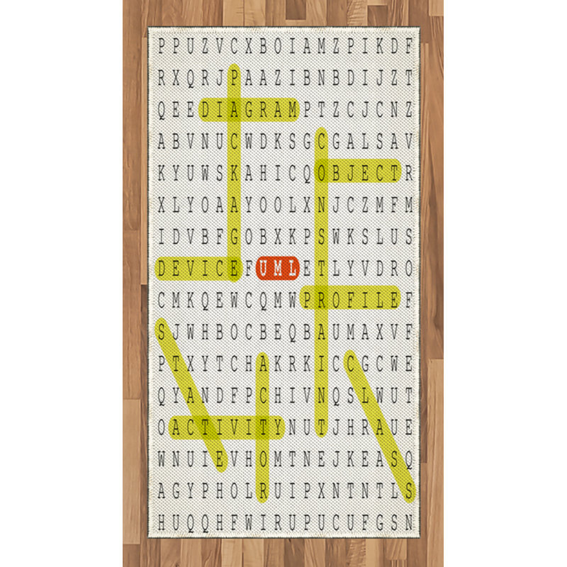 Word Search Game High Density Long Fiber Poly Threads Decorative Area Rug Carpet, Rectangle 2'7" x 5'