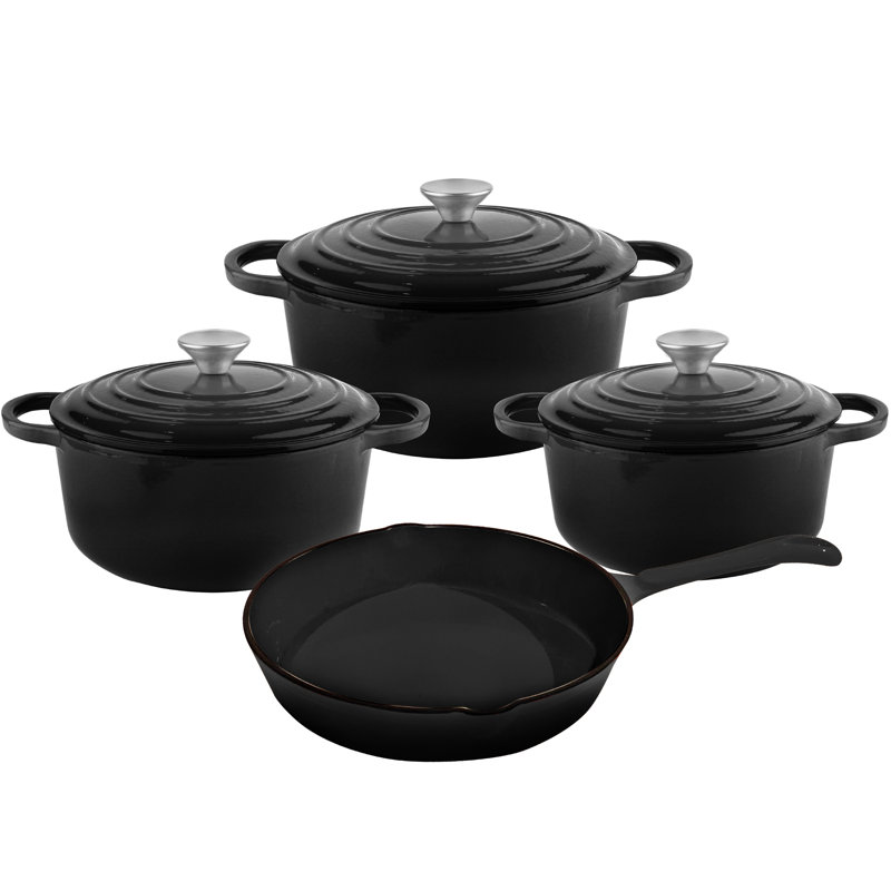 7 - Piece Cast Iron Cookware Set, Black