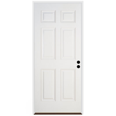 36" x 80" 6-Panel Smooth Fibreglass Prehung Exterior Door with 4-9/16" Jamb Size