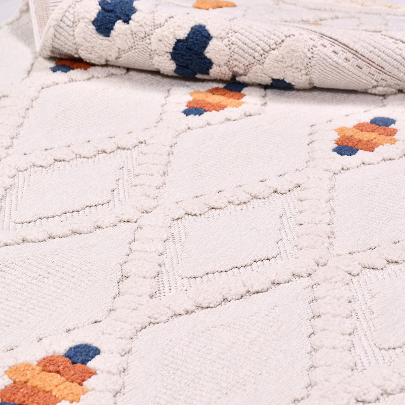 Modern Beige Machine Washable Non-Slip Area Rug, Rectangle 6'7" x 9'7"